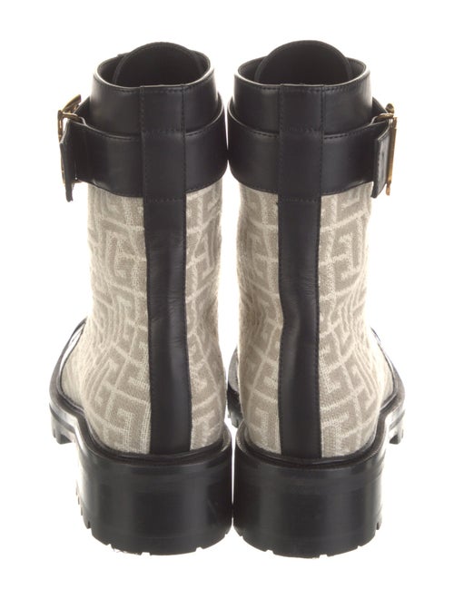 Balmain Monogram Pattern Canvas Combat Boots