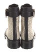 Balmain Monogram Pattern Canvas Combat Boots