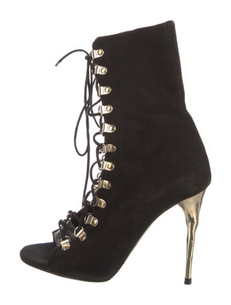 Balmain Suede Lace-Up Boots