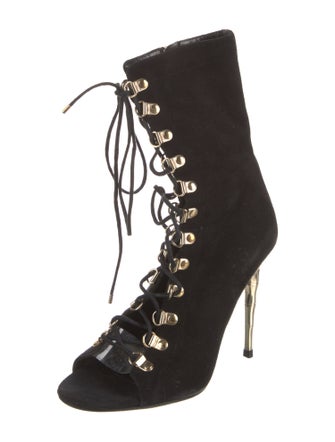 Balmain Suede Lace-Up Boots