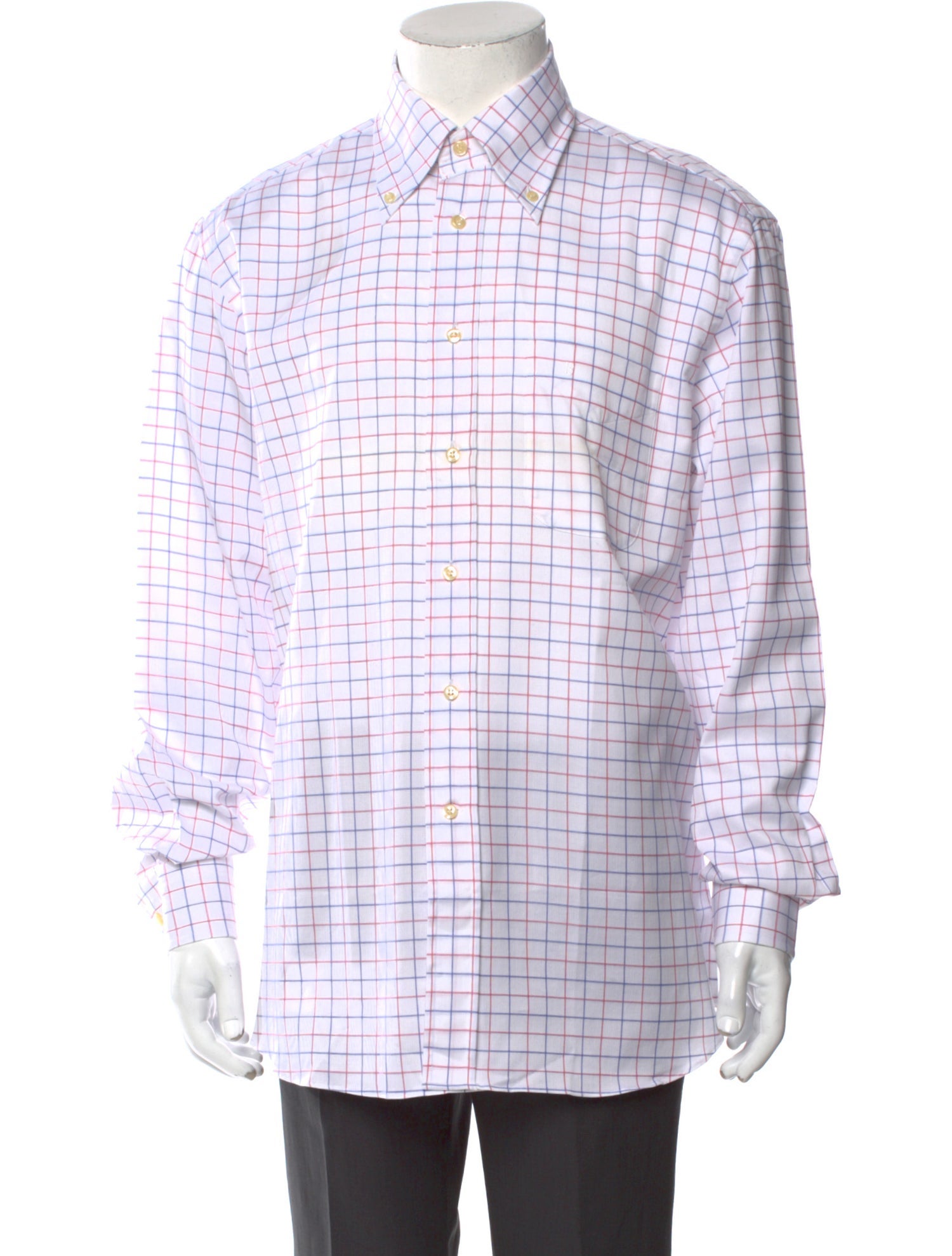 Balmain Plaid Print Long Sleeve Dress Shirt