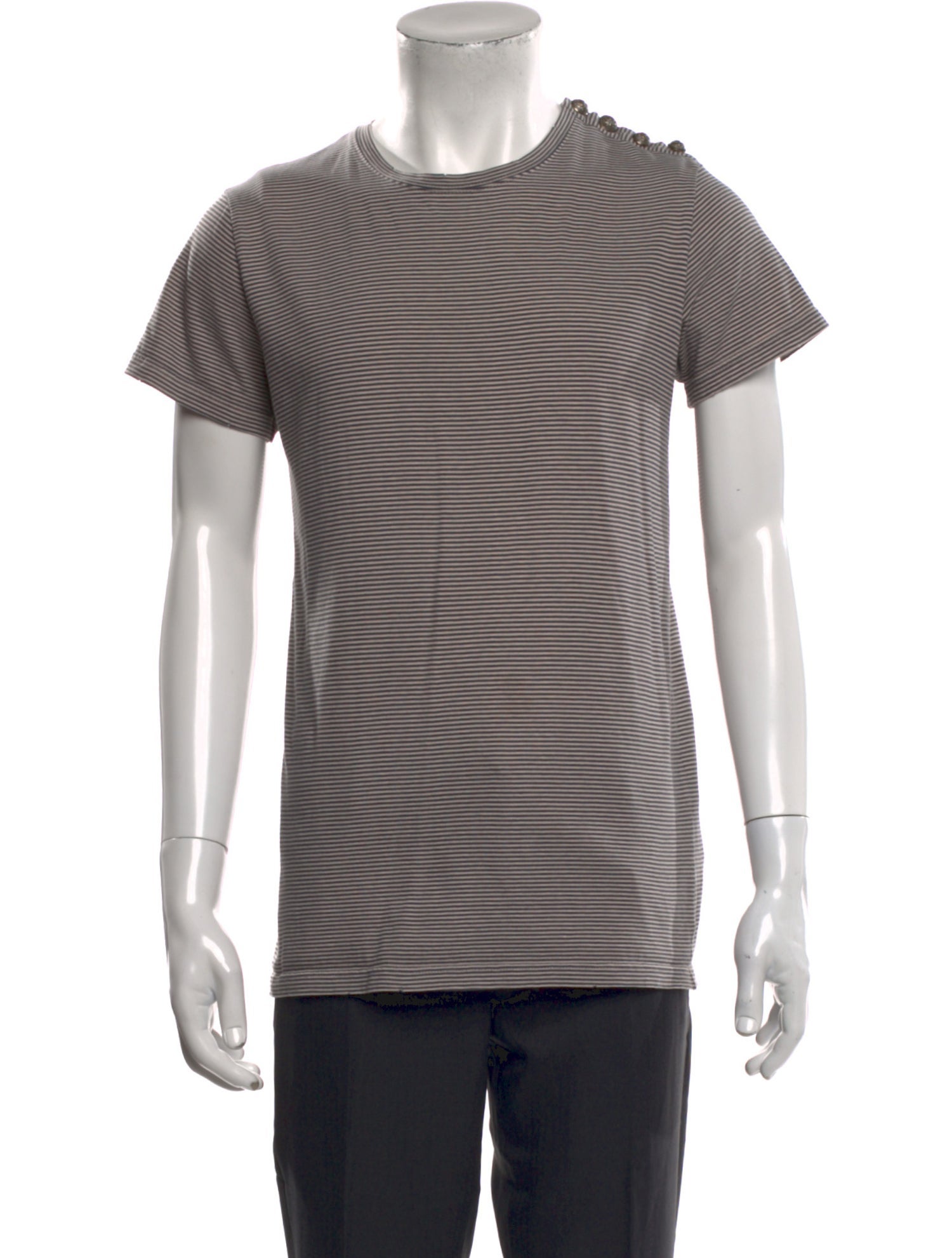 Balmain Striped Crew Neck T-Shirt