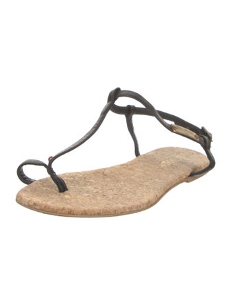 Balmain Leather T-Strap Sandals