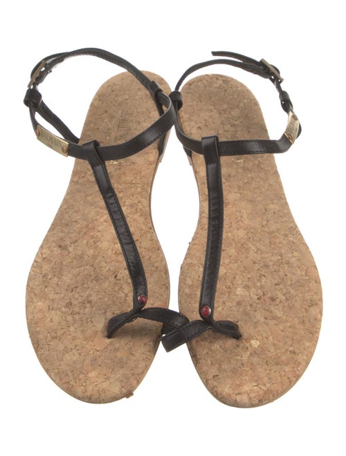 Balmain Leather T-Strap Sandals