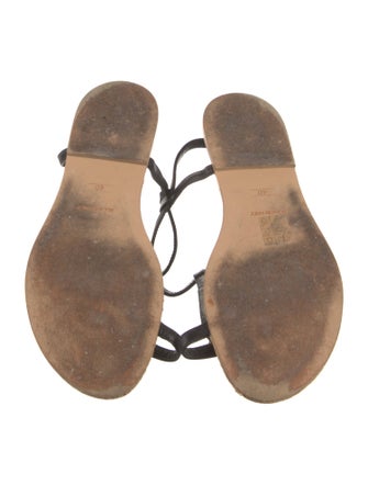 Balmain Leather T-Strap Sandals