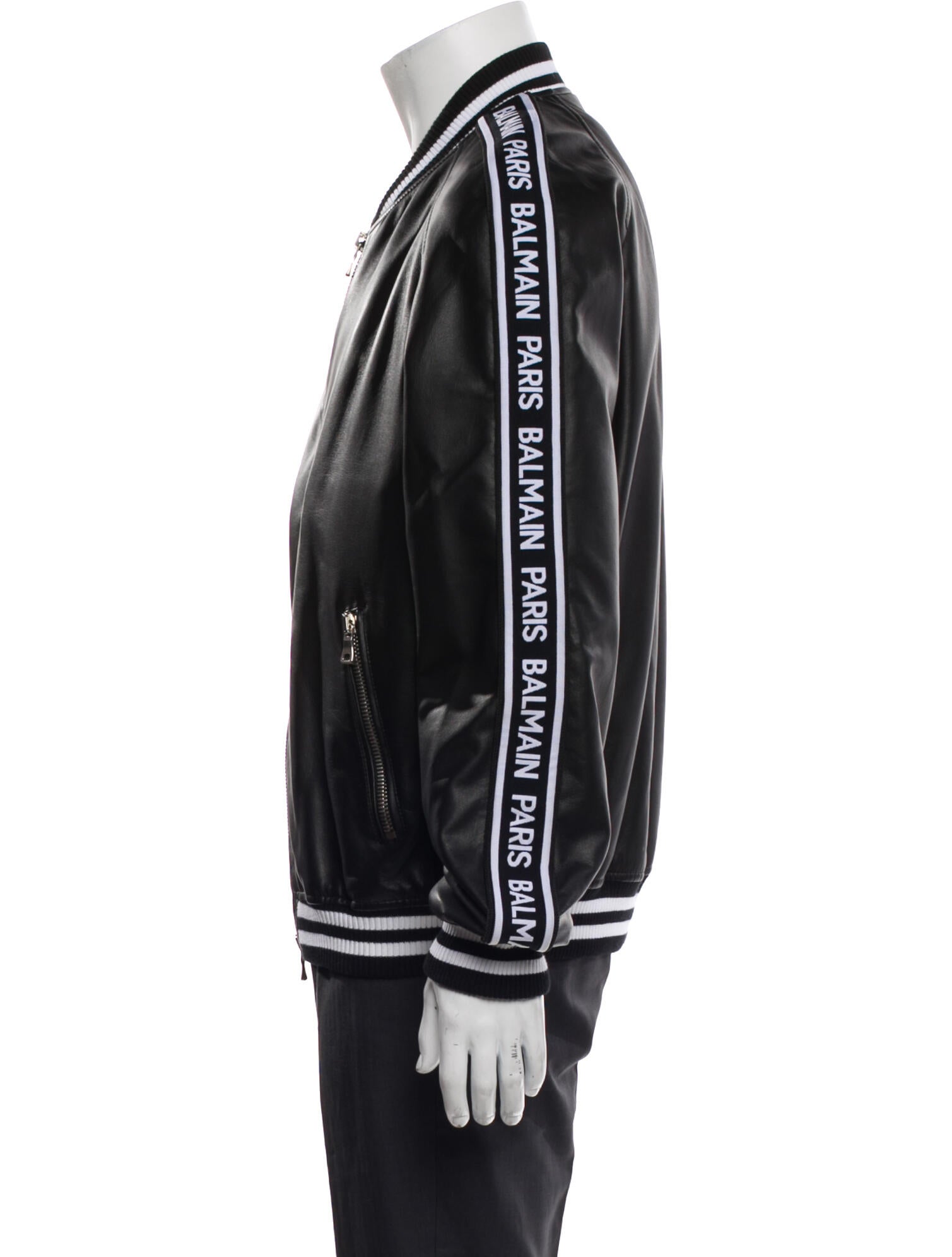 Balmain Angora Striped Bomber Jacket