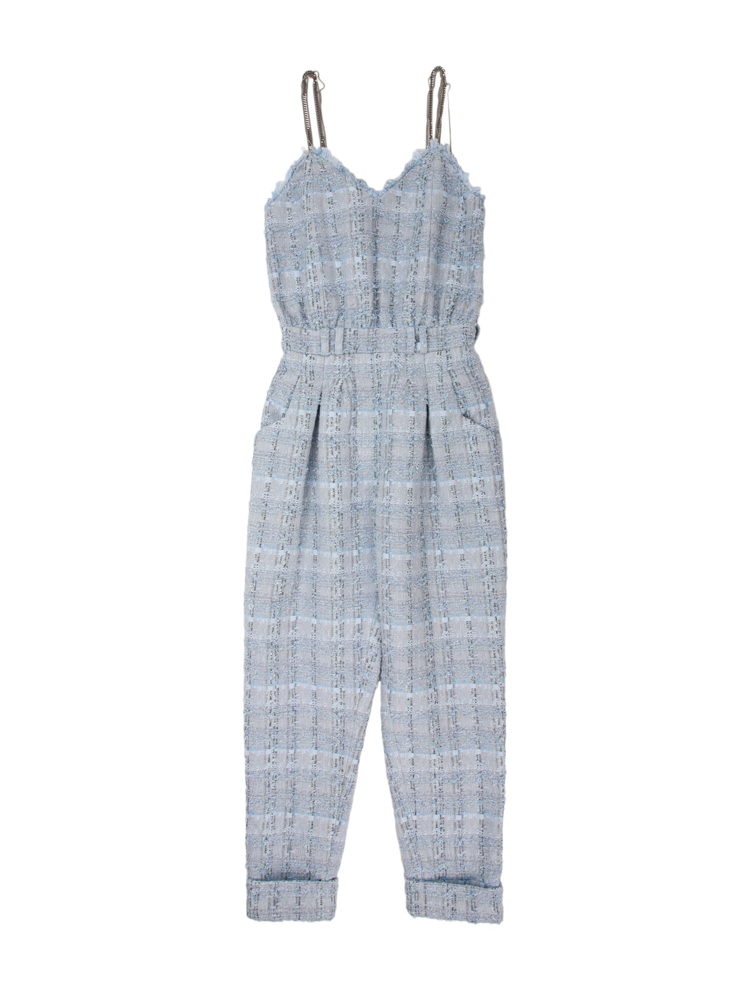 Balmain Tweed Pattern V-Neck Jumpsuit