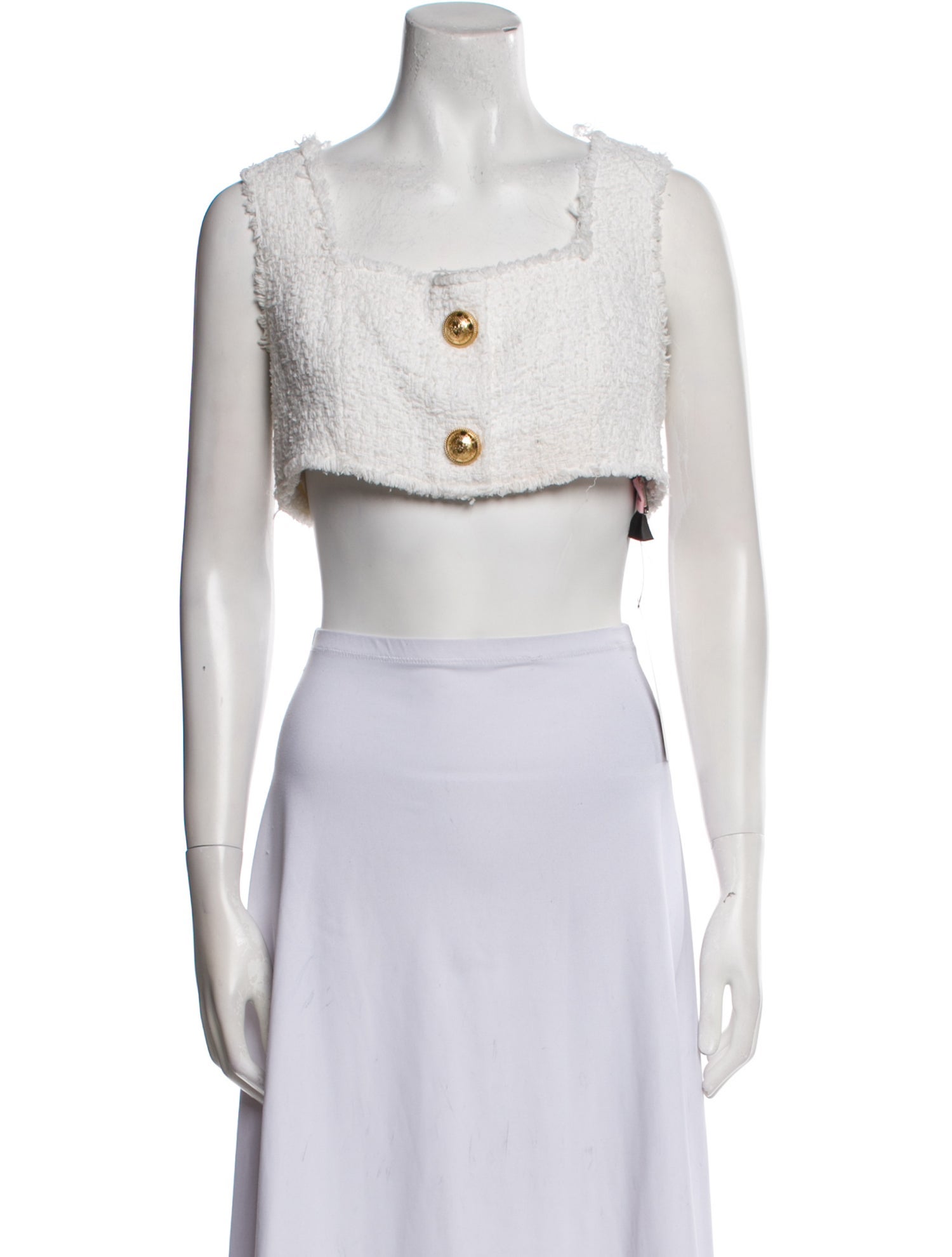 Balmain Square Neckline Sleeveless Crop Top