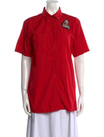 Balmain Short Sleeve Button-Up Top