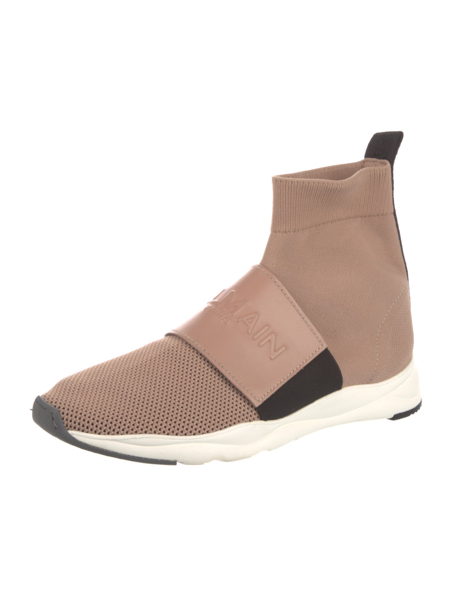 Balmain Leather Trim Embellishment Sock Sneakers