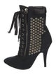 Balmain Canvas Studded Accents Lace-Up Boots