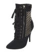 Balmain Canvas Studded Accents Lace-Up Boots