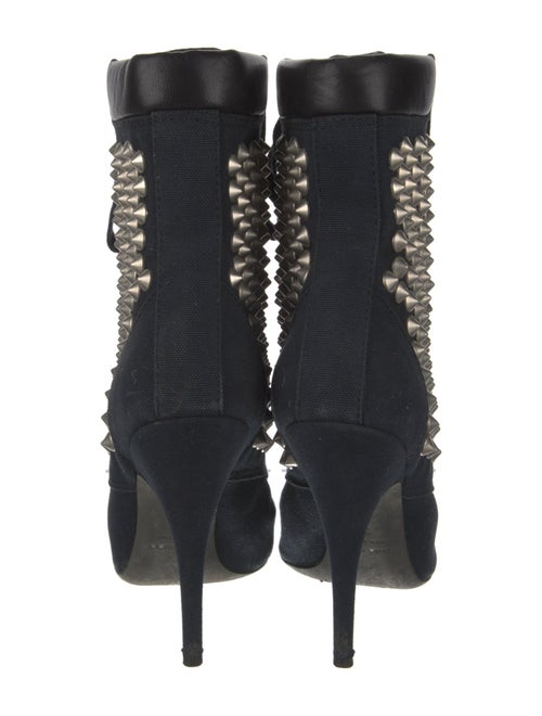 Balmain Canvas Studded Accents Lace-Up Boots