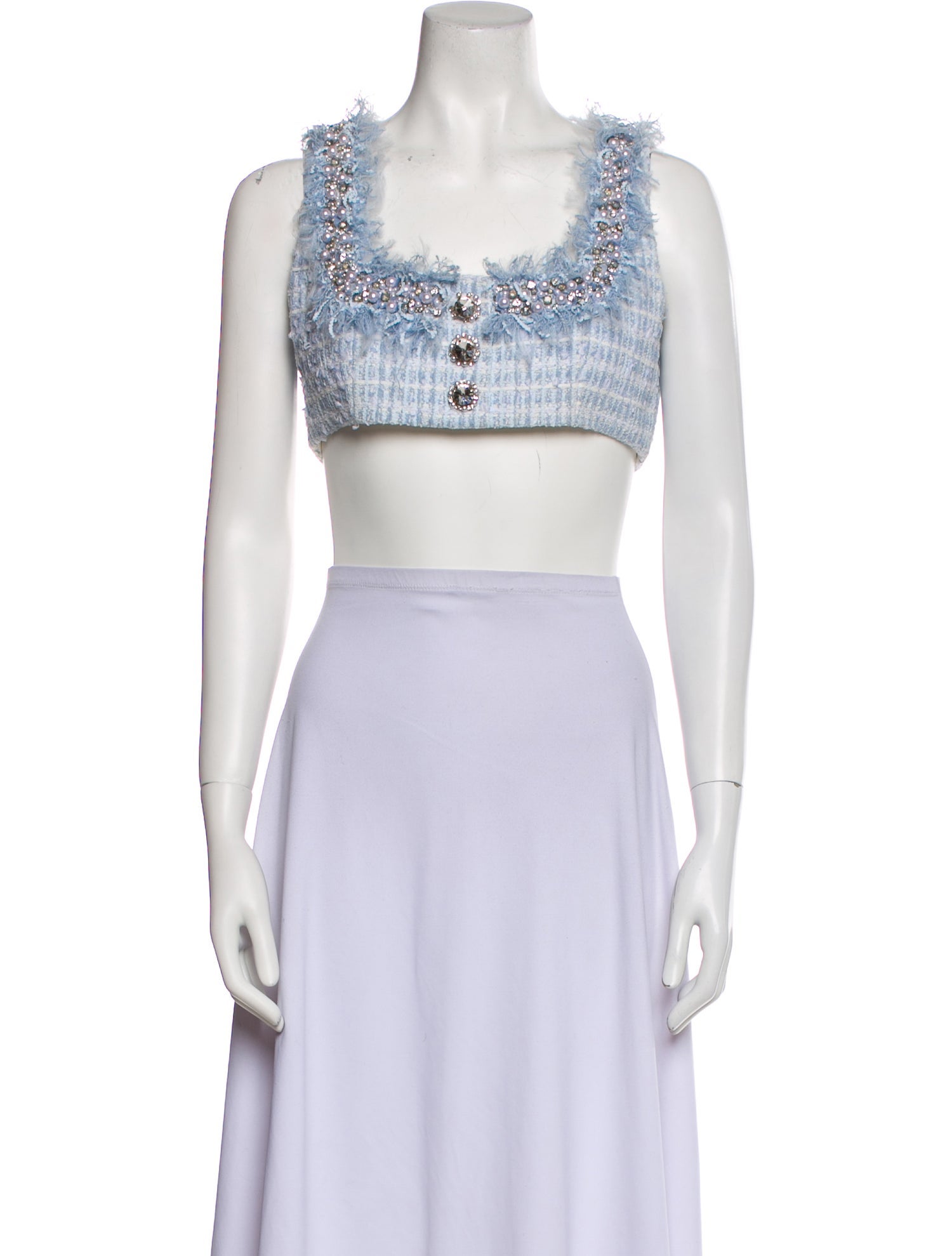 Balmain Square Neckline Sleeveless Crop Top