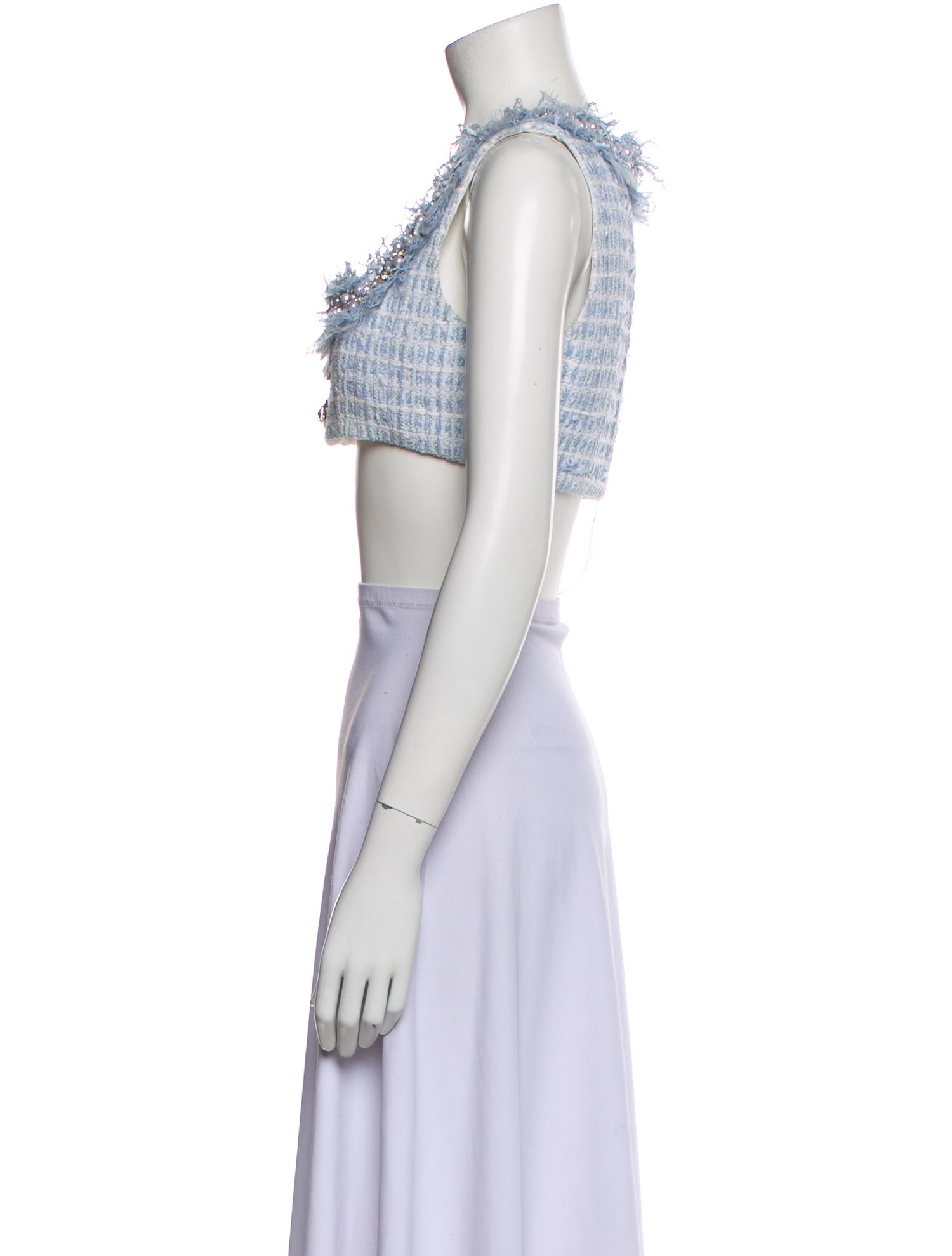 Balmain Square Neckline Sleeveless Crop Top