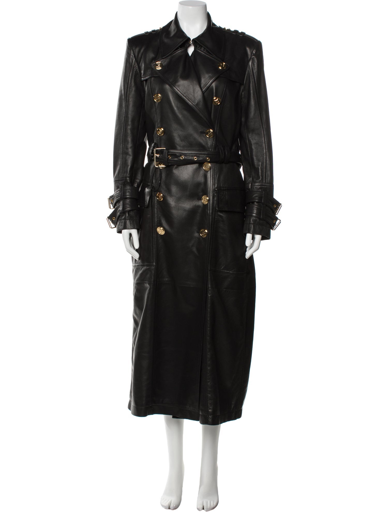 Balmain Leather Trench Coat