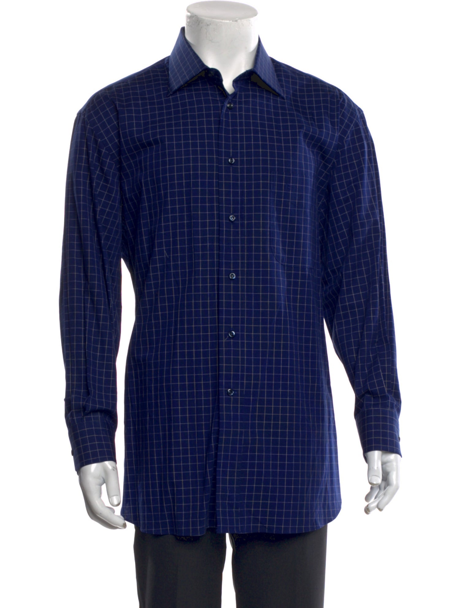 Balmain Plaid Print Long Sleeve Dress Shirt