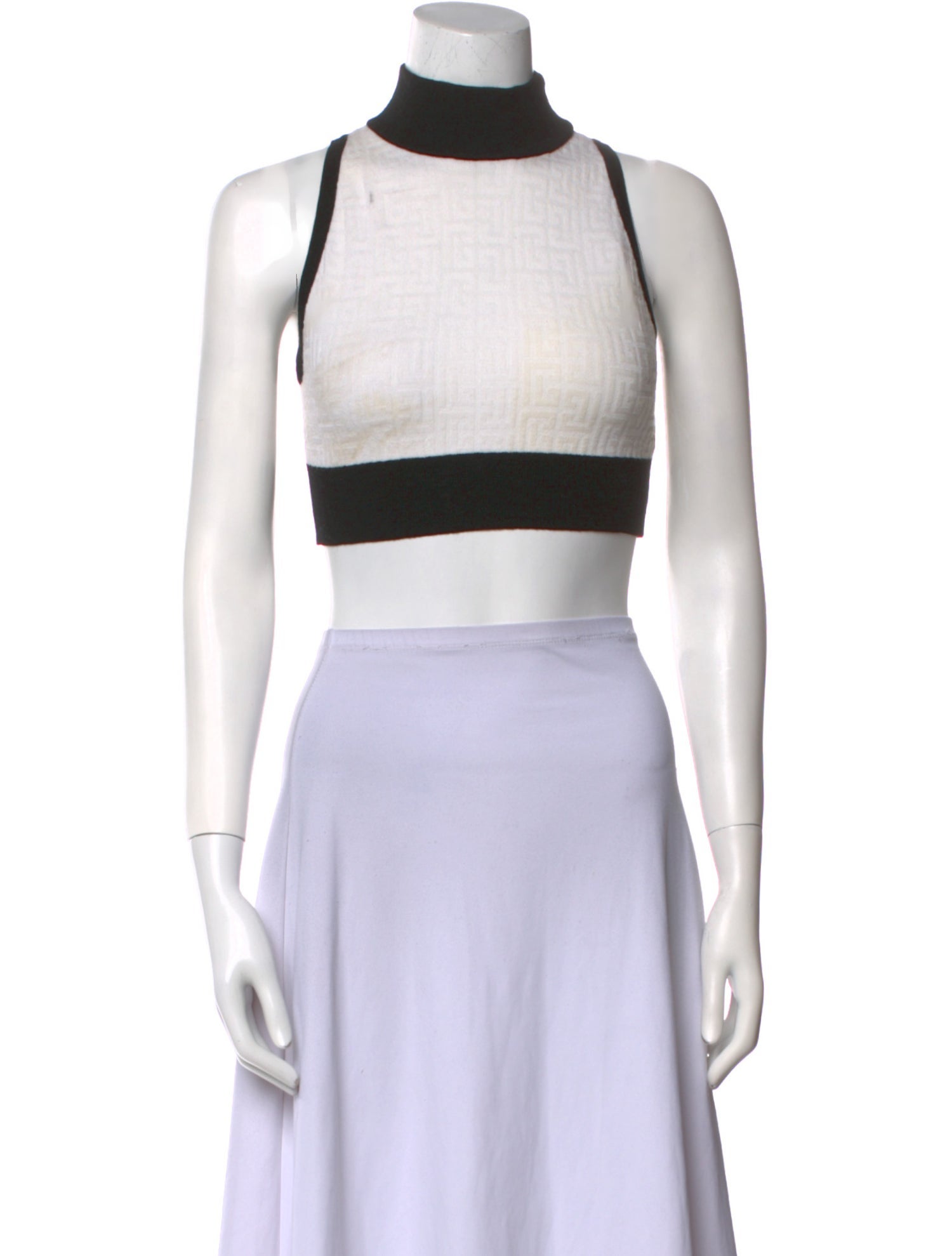 Balmain Virgin Wool Mock Neck Crop Top