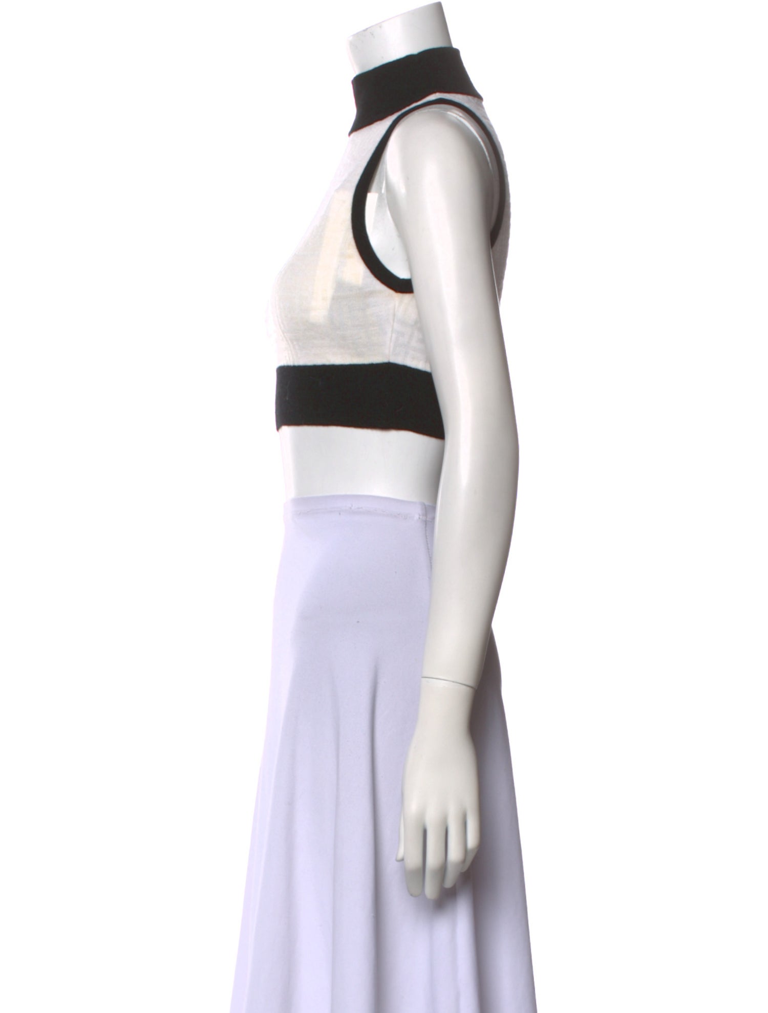 Balmain Virgin Wool Mock Neck Crop Top