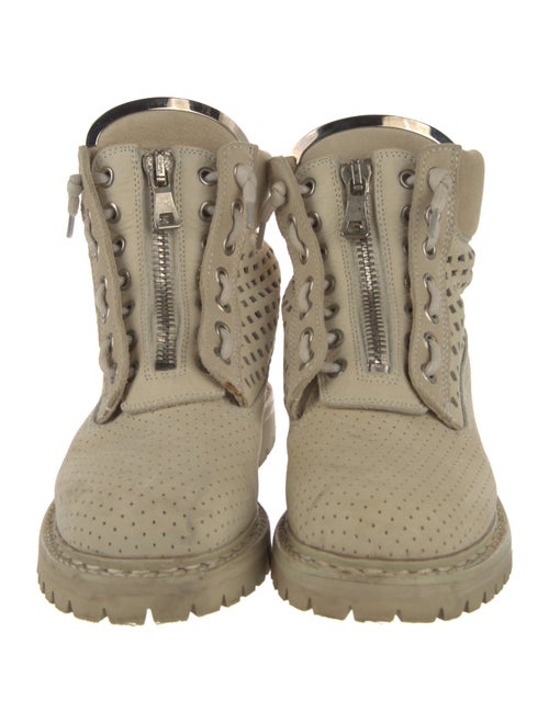 Balmain Suede Lasercut Accents Combat Boots