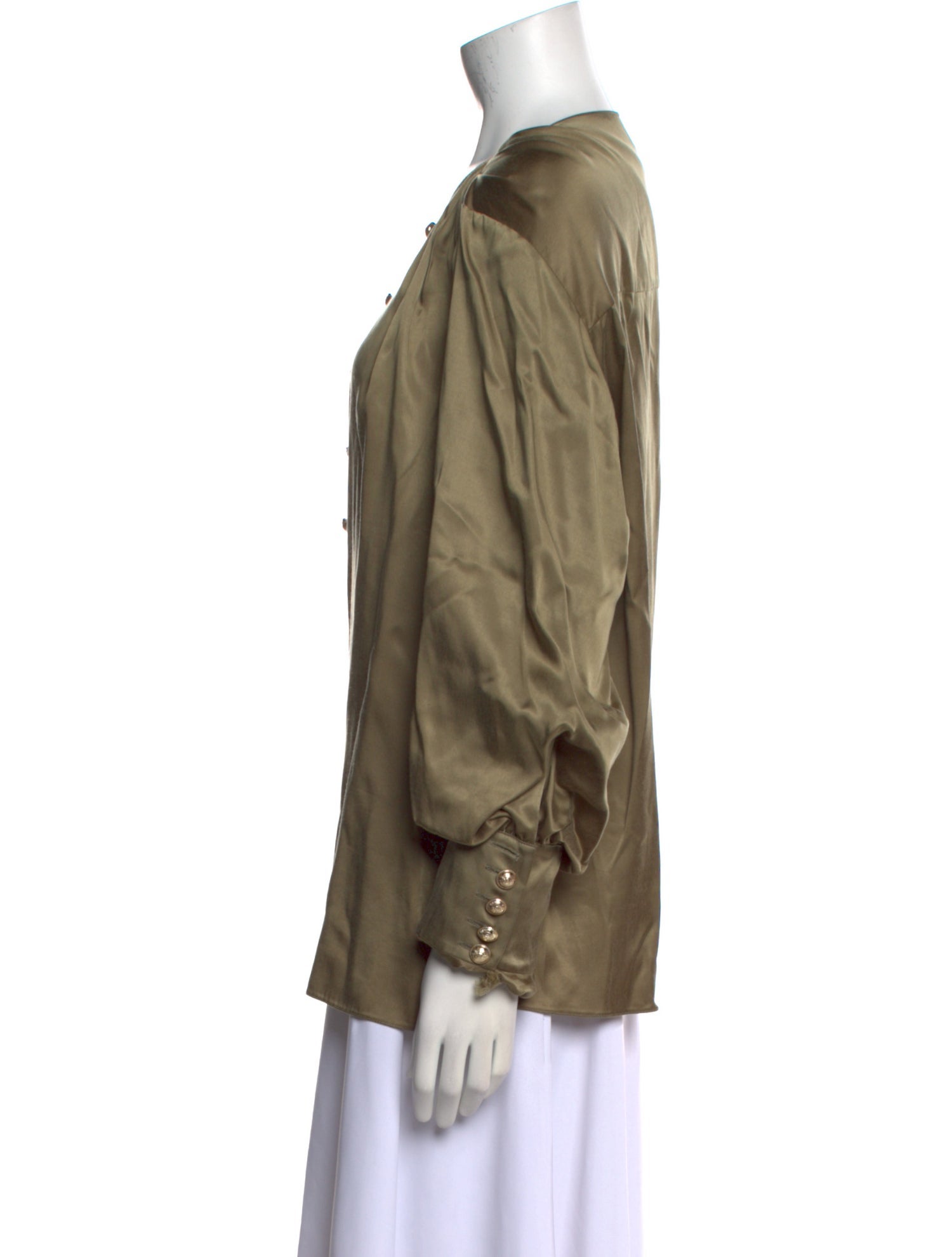 Balmain Scoop Neck Long Sleeve Button-Up Top