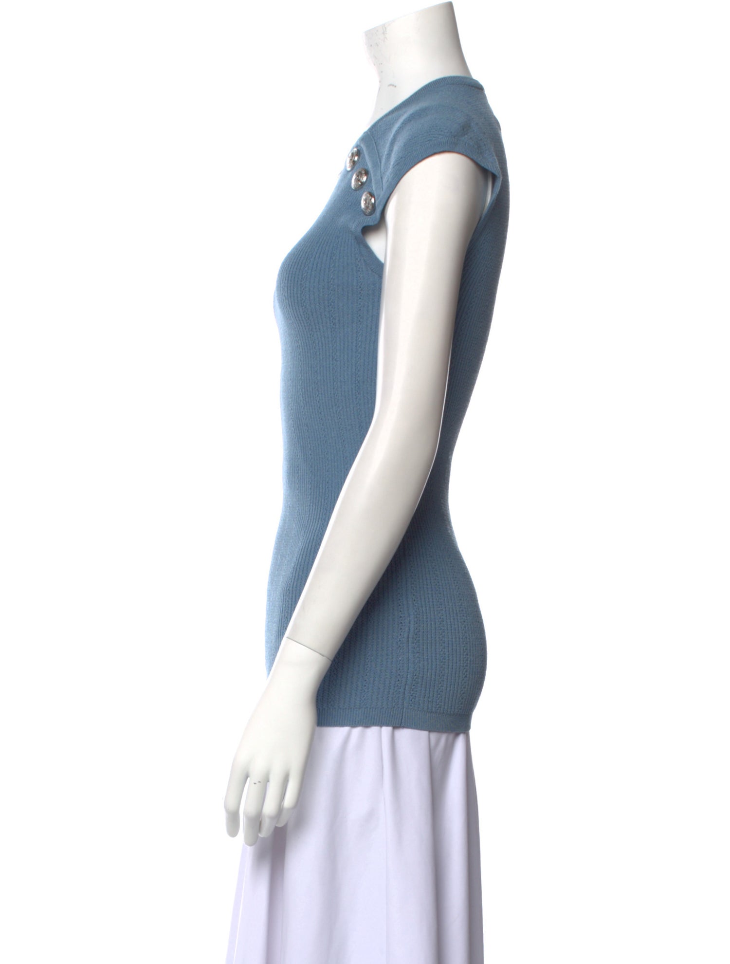 Balmain Square Neckline Short Sleeve Top w/ Tags