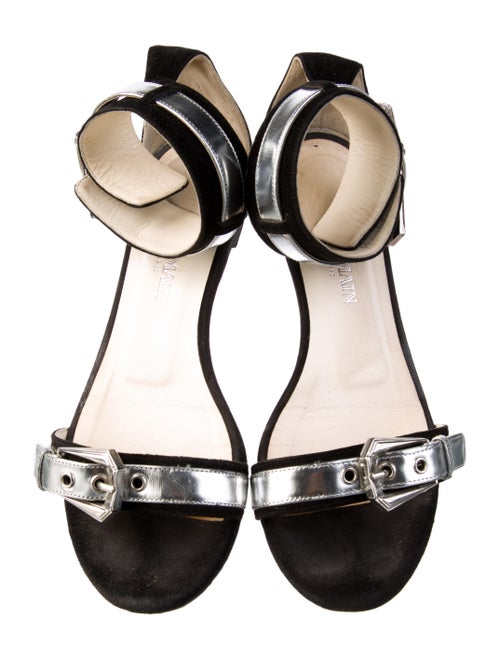 Balmain Suede Colorblock Pattern Sandals