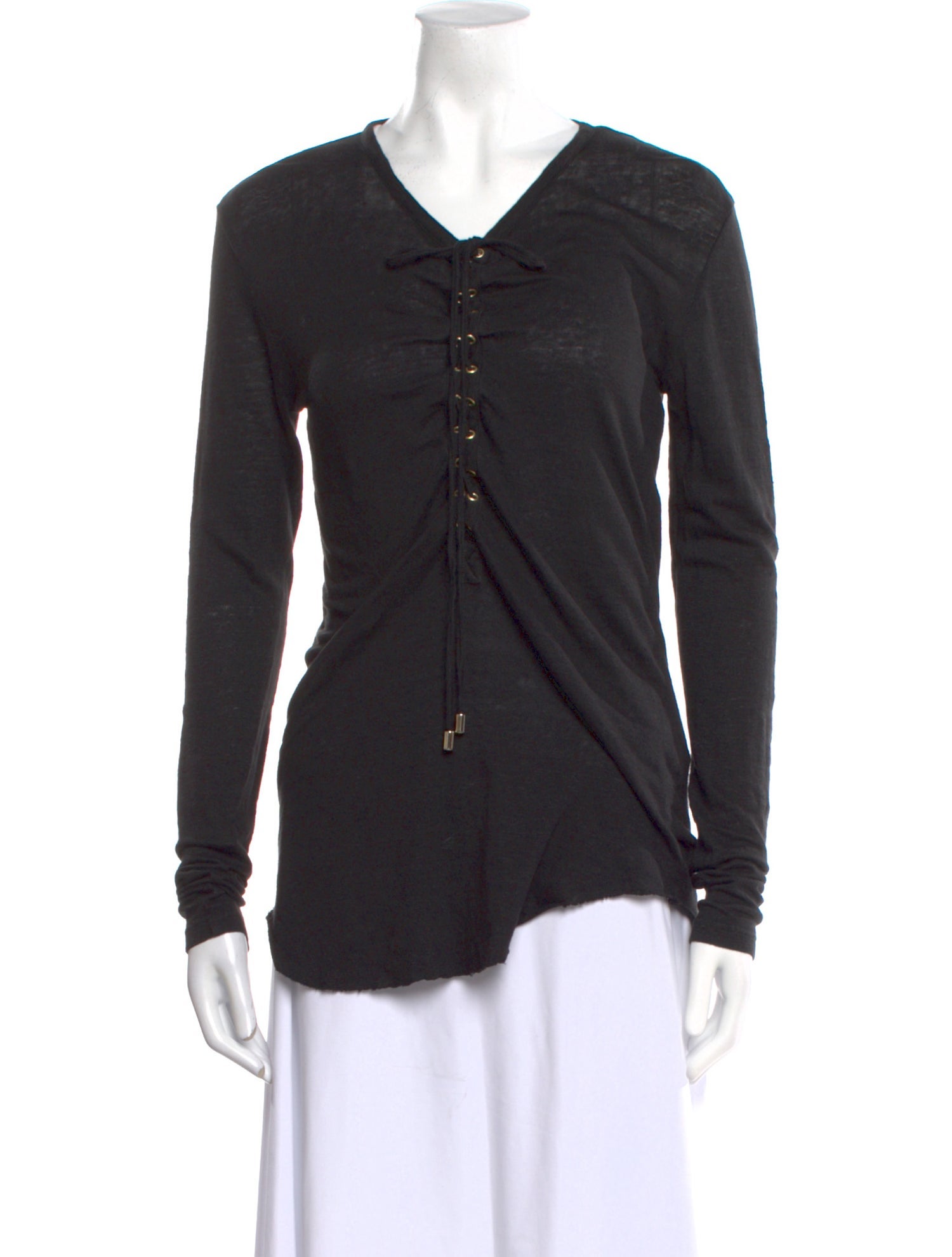 Balmain Linen V-Neck Top