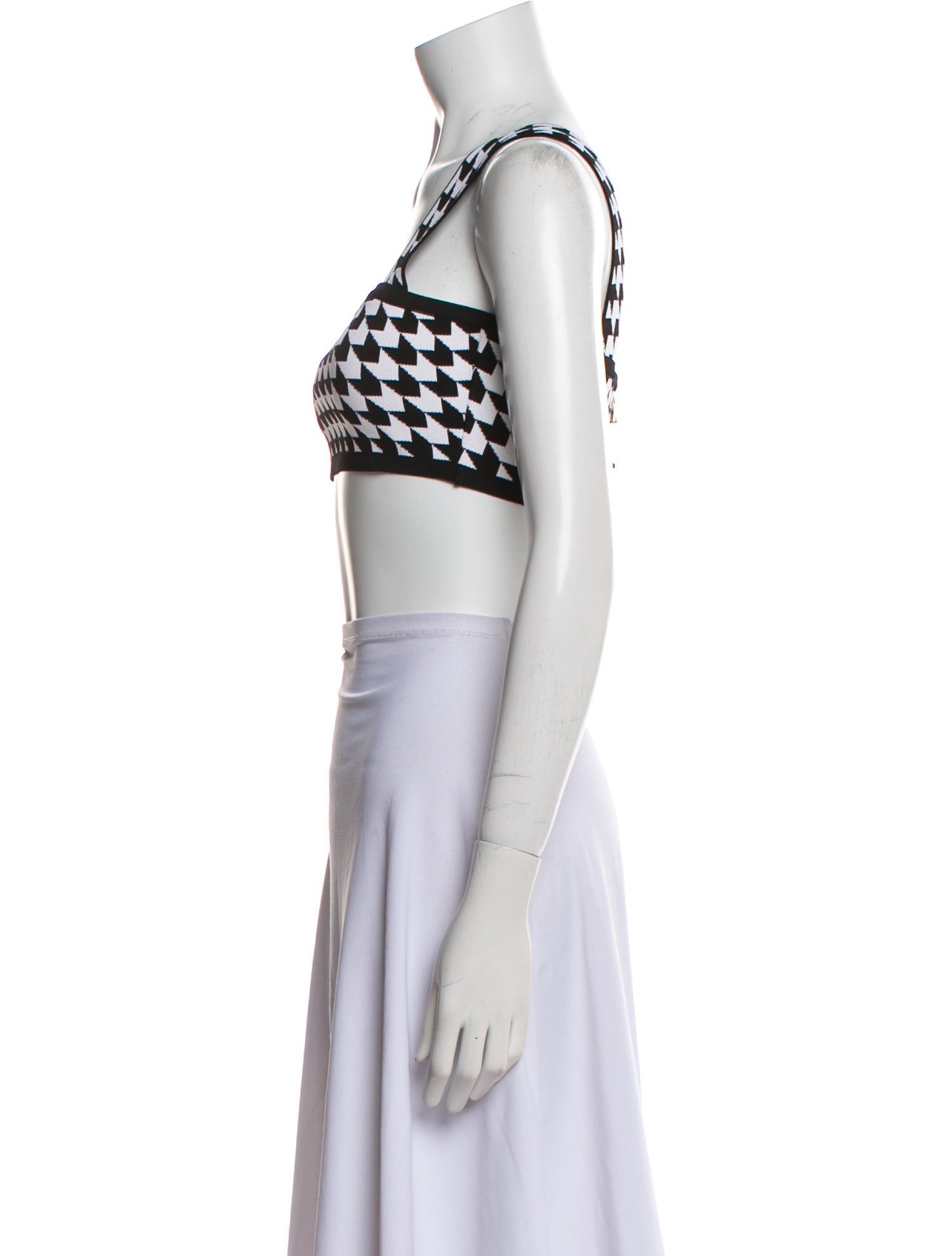 Balmain Houndstooth Print Square Neckline Crop Top