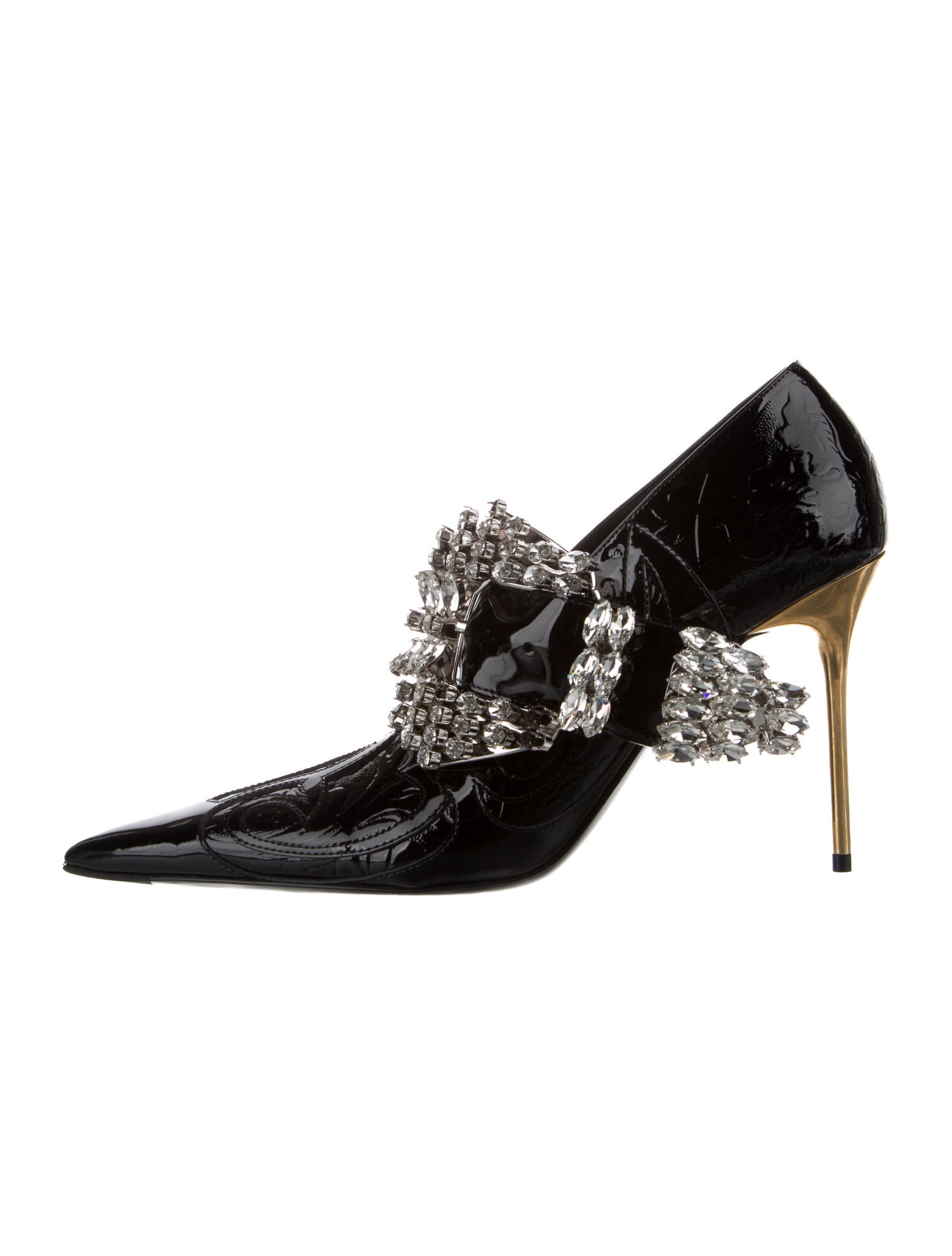 Balmain Patent Leather Crystal Embellishments Pumps