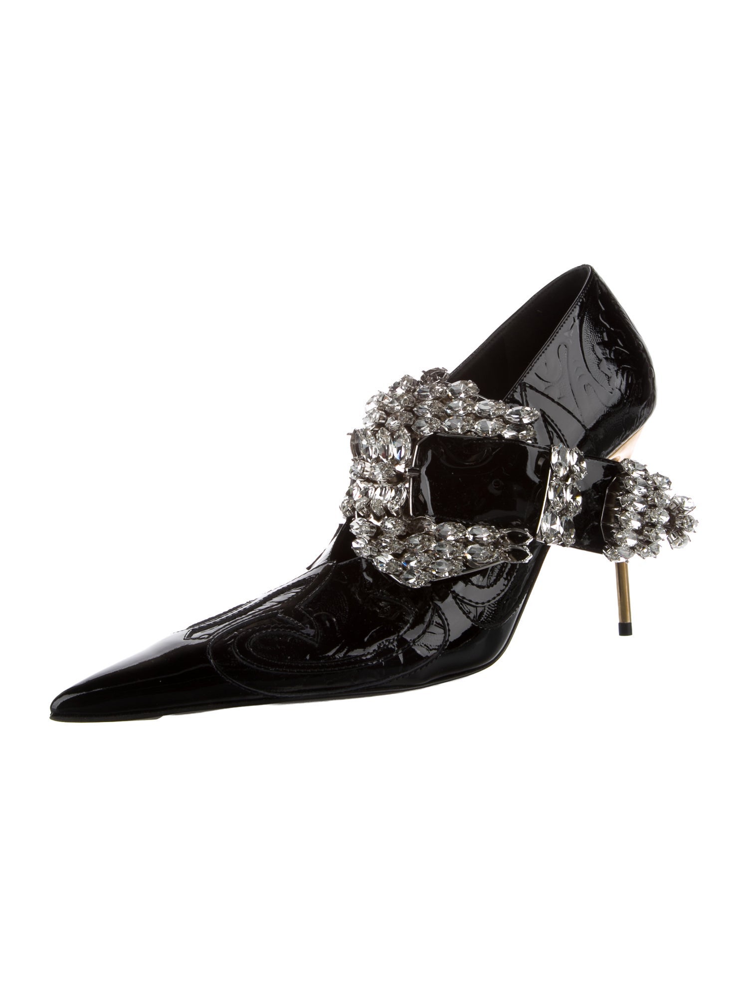 Balmain Patent Leather Crystal Embellishments Pumps