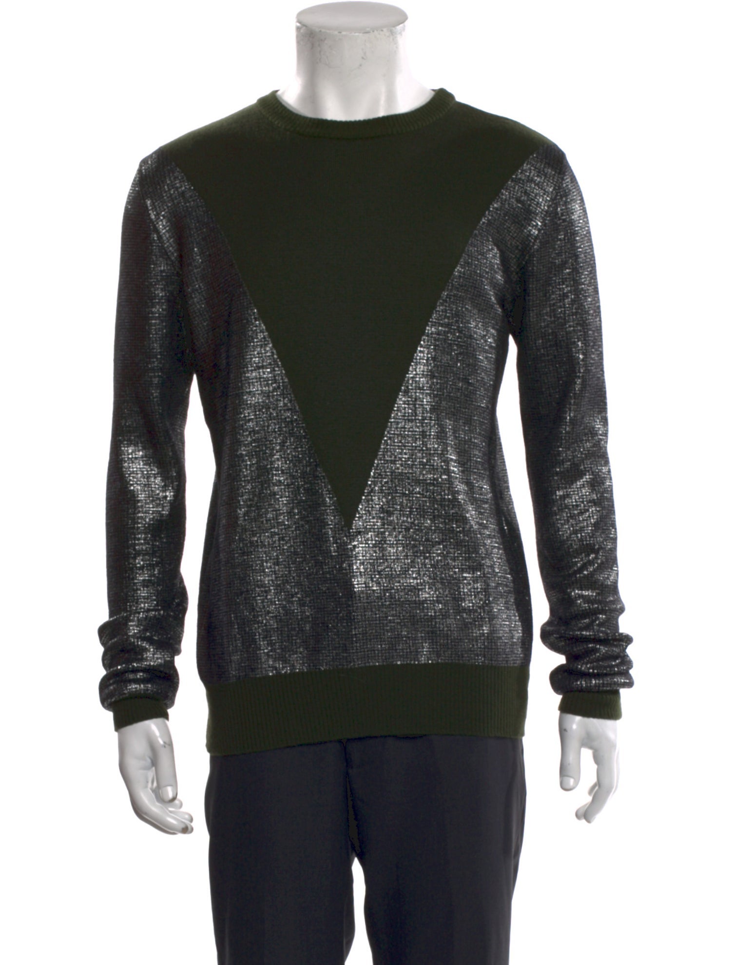 Balmain Colorblock Pattern Crew Neck Pullover