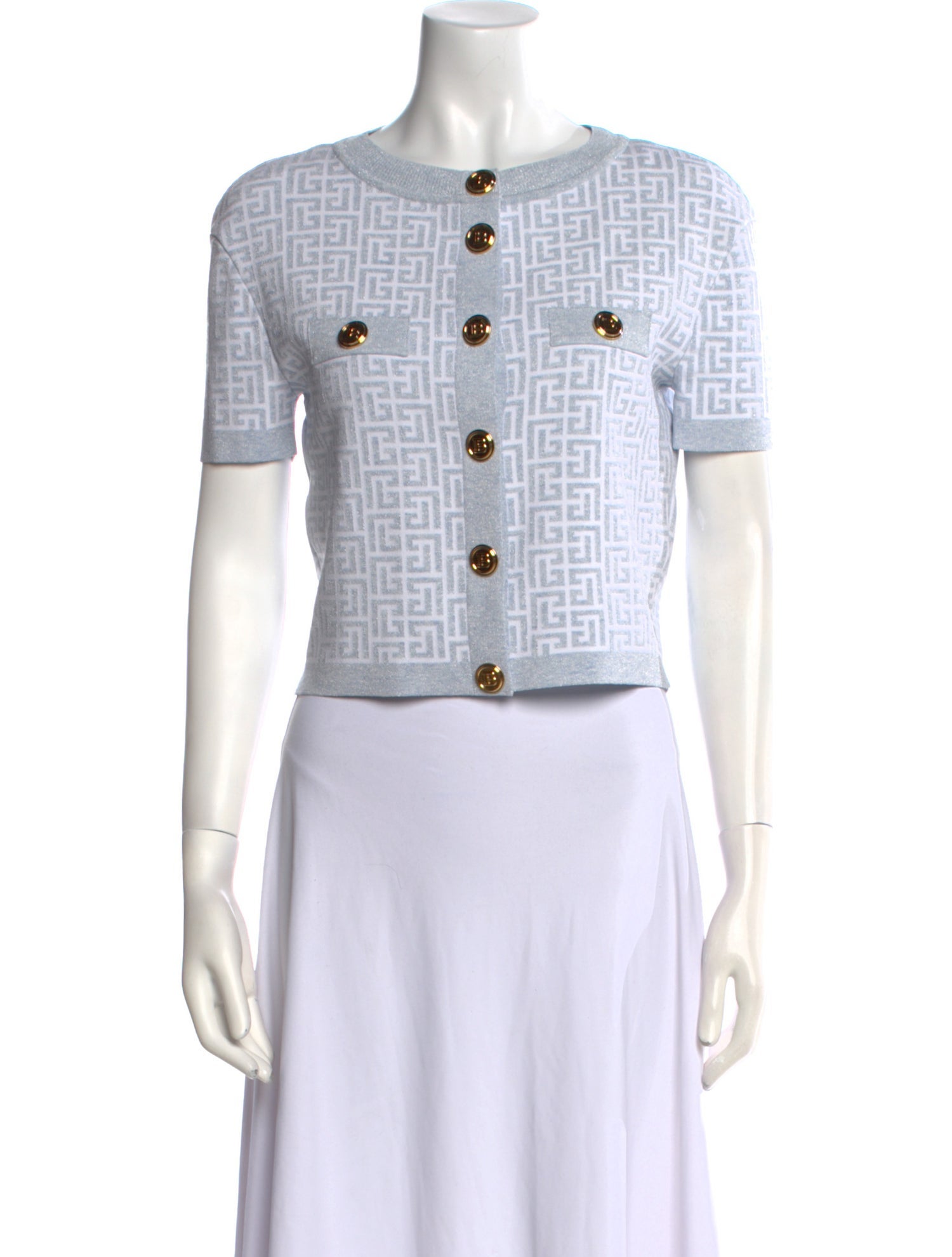 Balmain Printed Crew Neck Crop Top w/ Tags