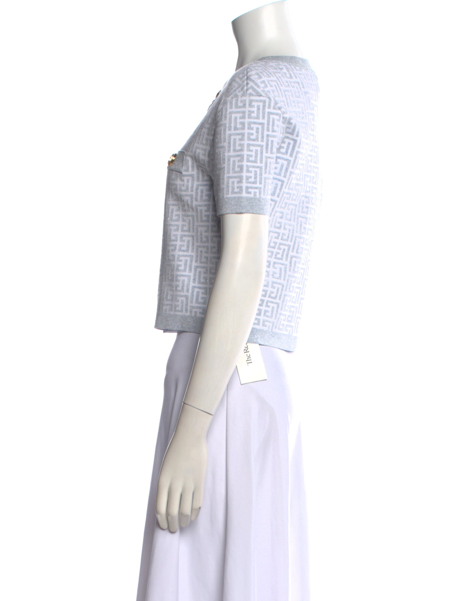 Balmain Printed Crew Neck Crop Top w/ Tags