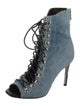 Balmain Denim Lace-Up Boots