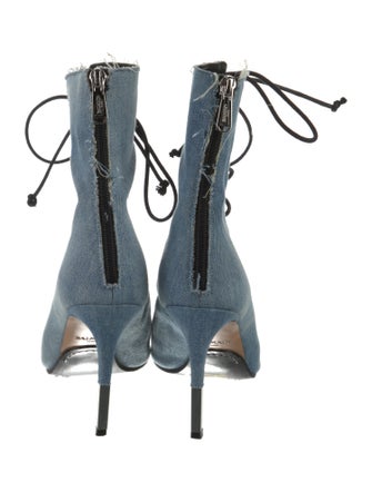 Balmain Denim Lace-Up Boots