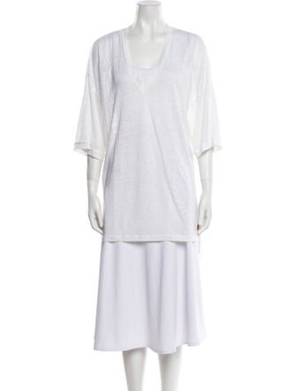 Balmain Linen Plunge Neckline Tunic