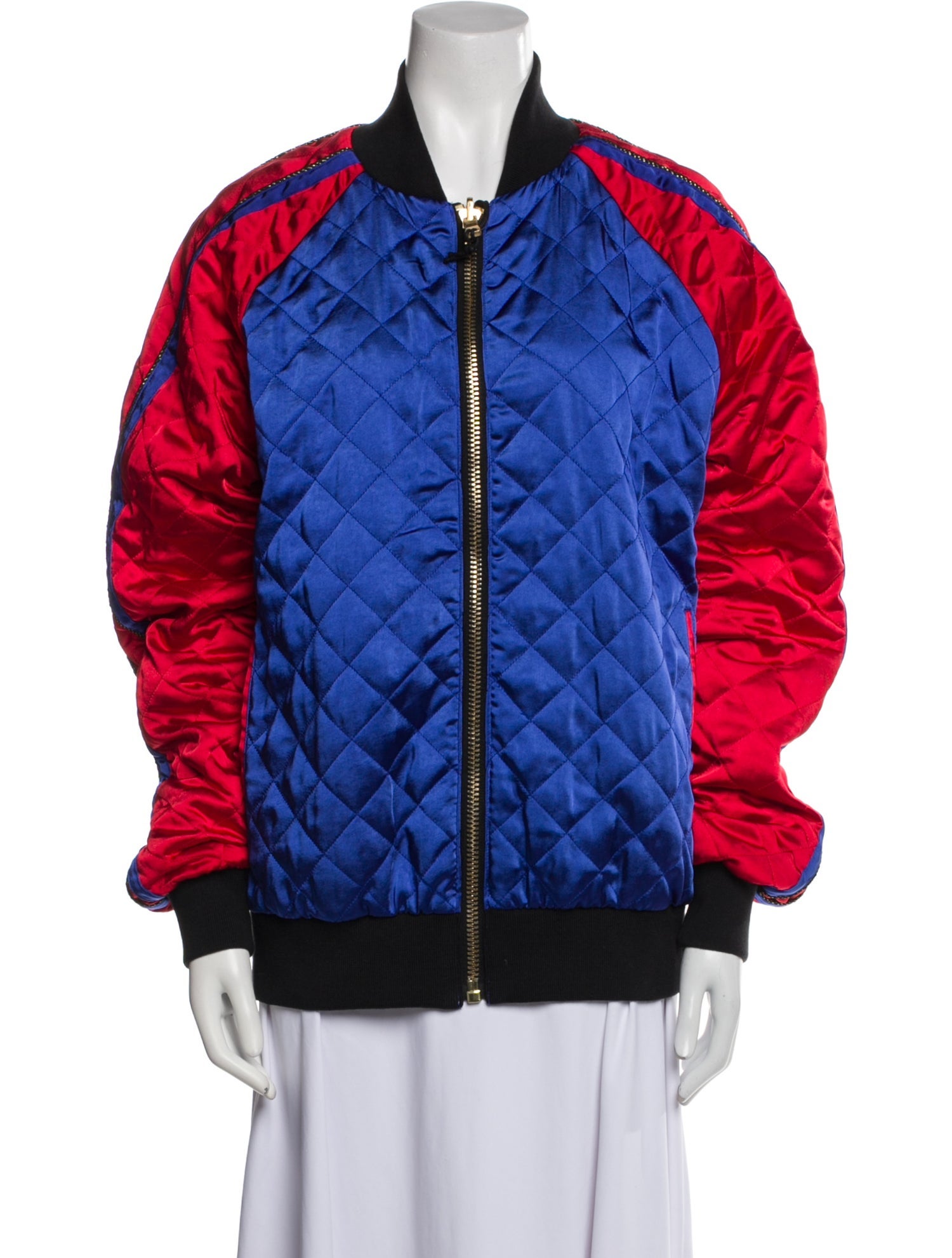 Balmain Colorblock Pattern Bomber Jacket w/ Tags