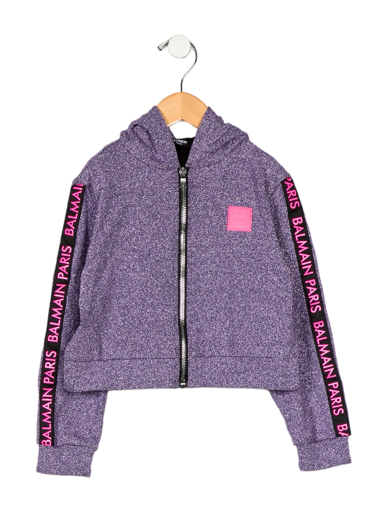 Balmain Toddler Girl's Zip Front Hooded Sweatshirt