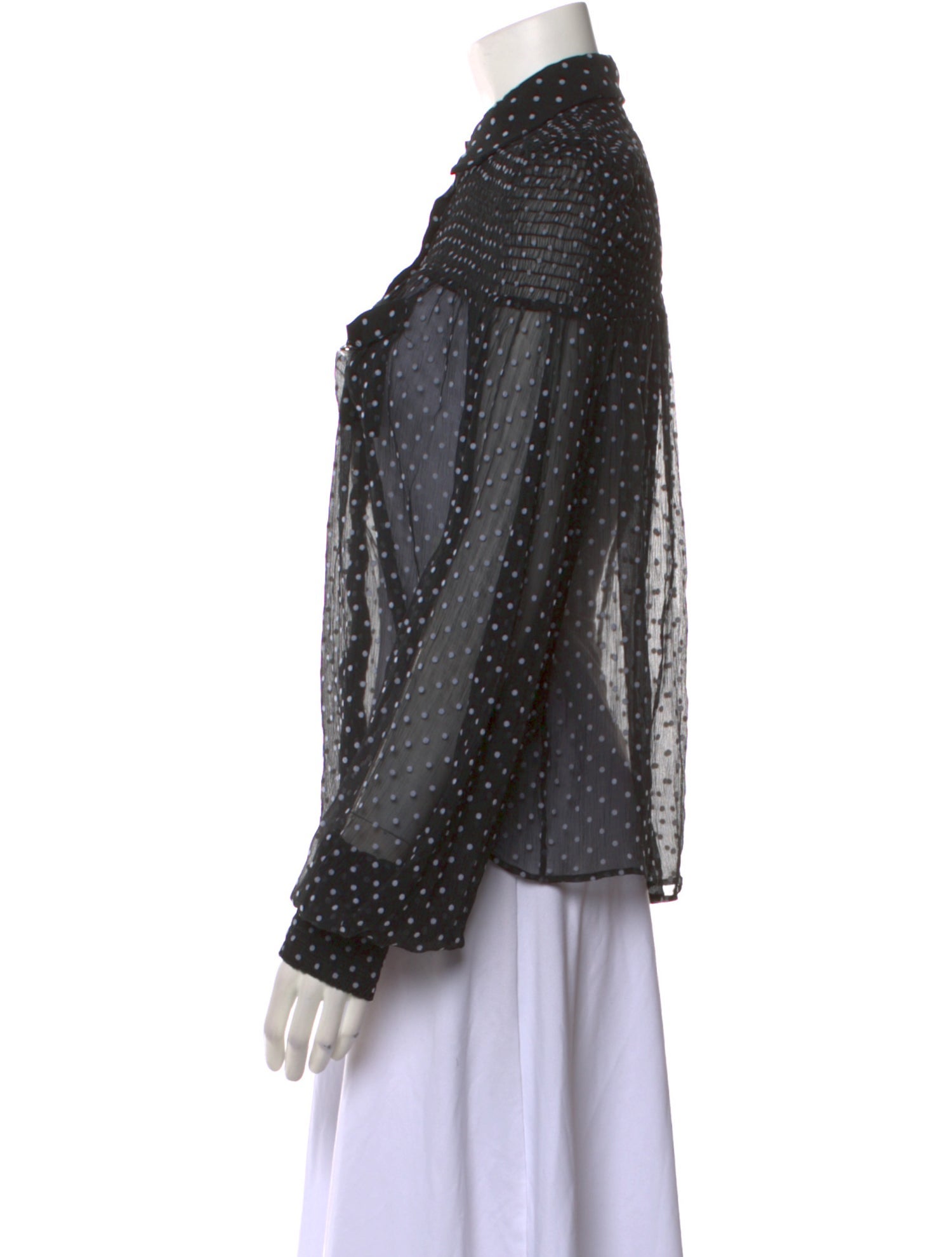 Balmain Polka Dot Print Long Sleeve Button-Up Top