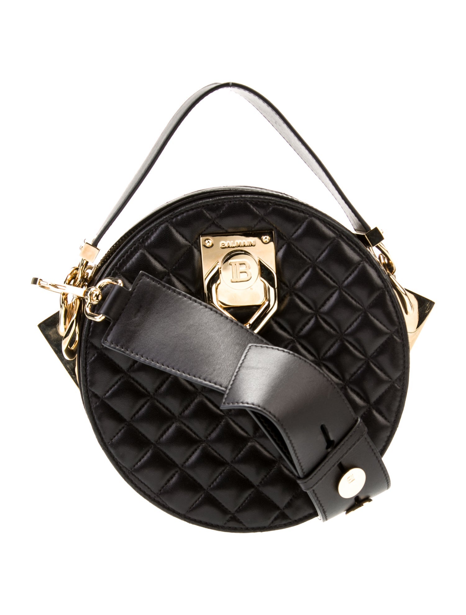 Balmain Leather Top Handle Bag