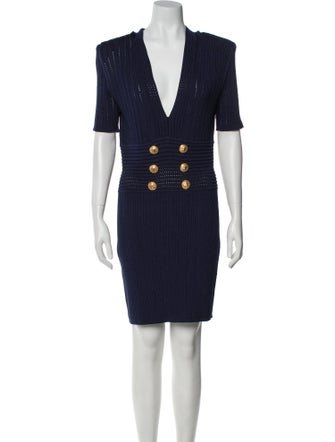 Balmain V-Neck Knee-Length Dress