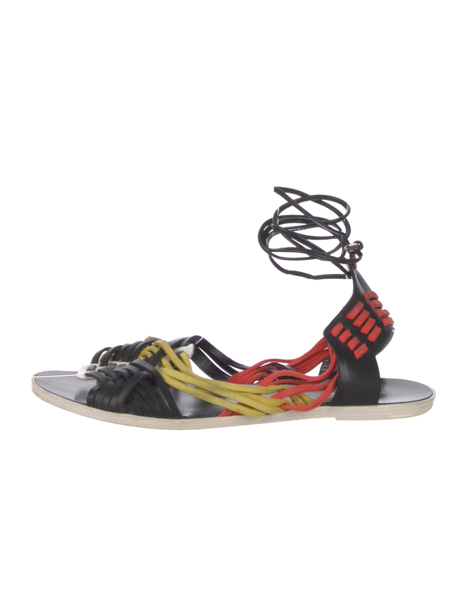 Balmain Leather Printed Gladiator Sandals