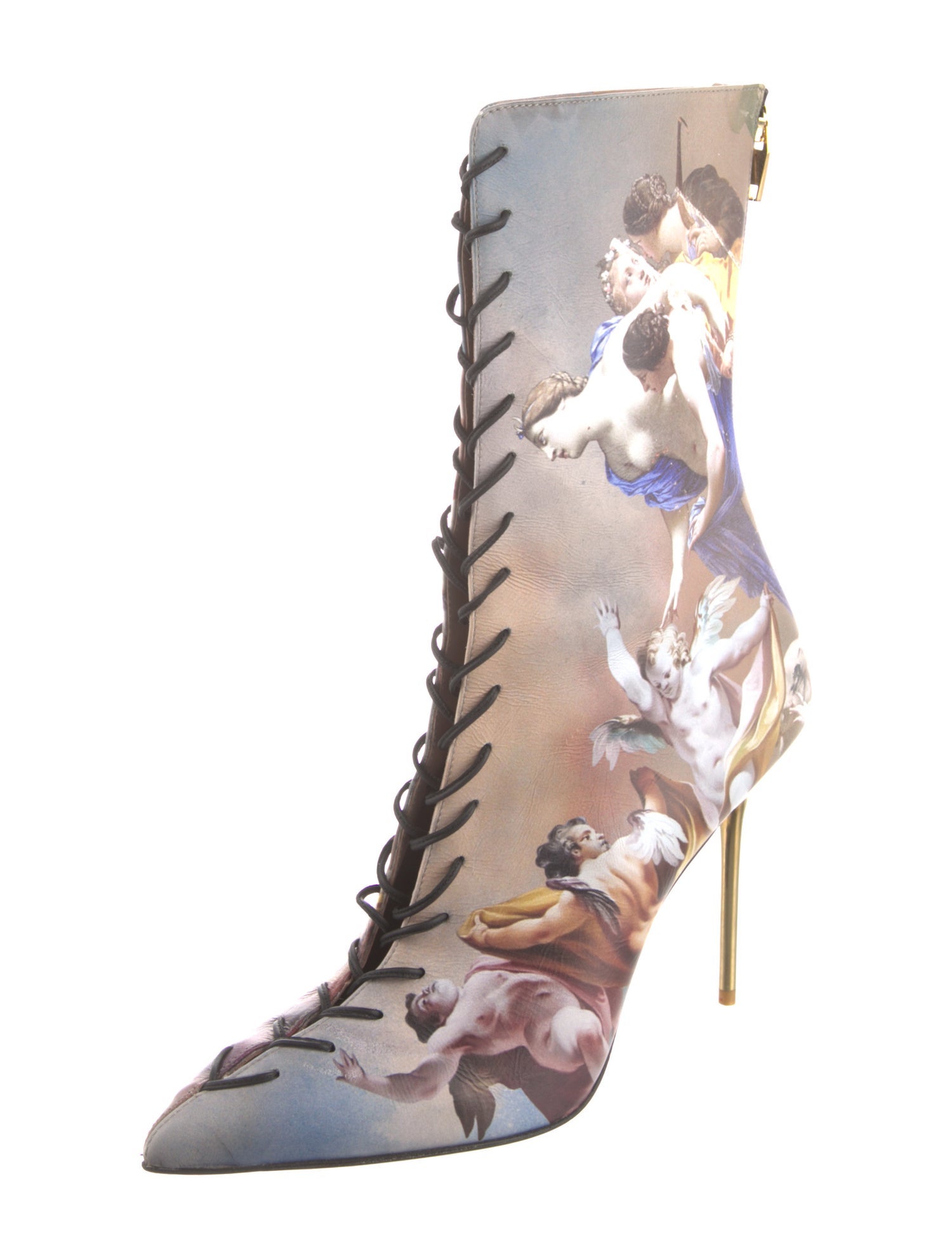 Balmain Leather Printed Lace-Up Boots