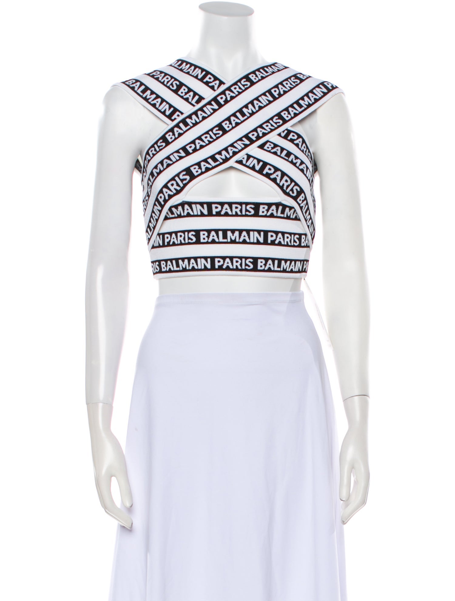 Balmain Nylon Graphic Print Crop Top