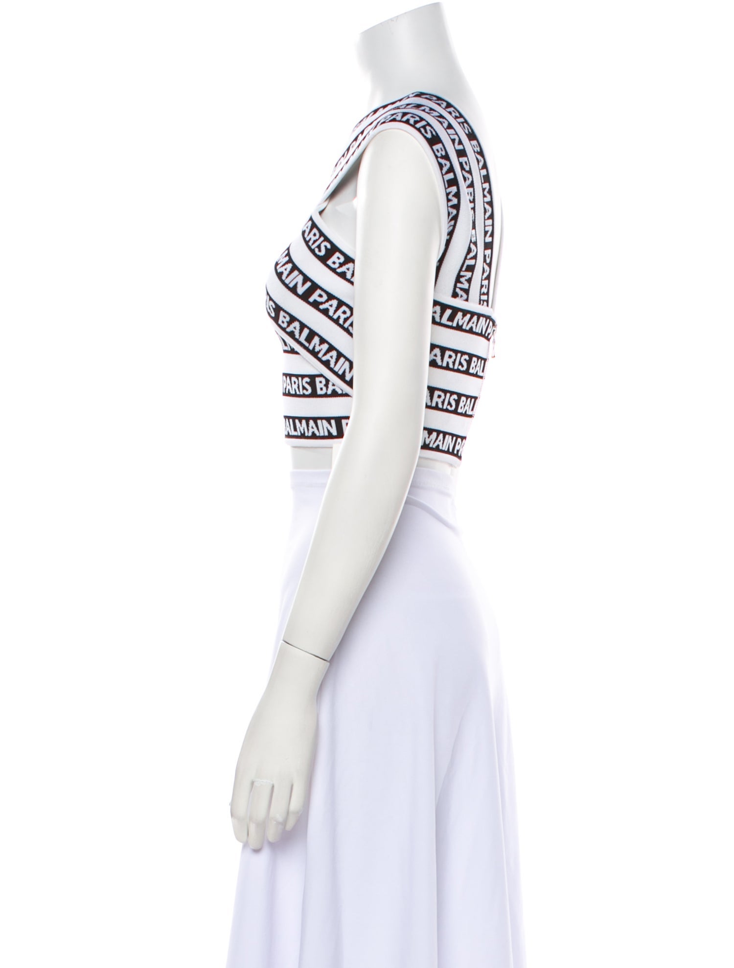 Balmain Nylon Graphic Print Crop Top