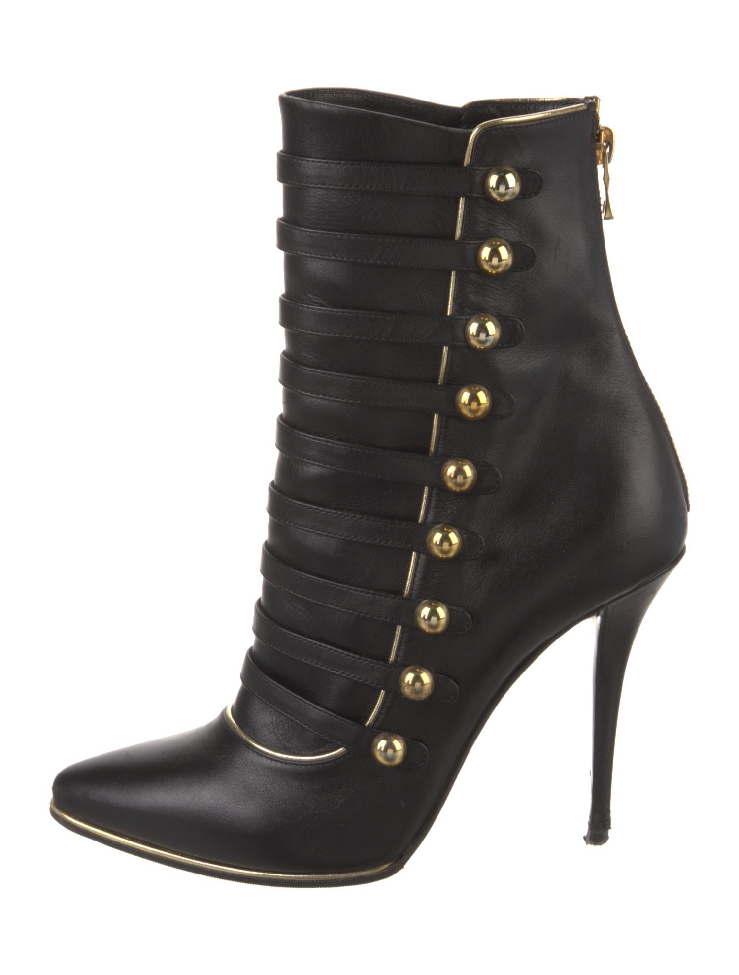 Balmain Leather Studded Accents Lace-Up Boots