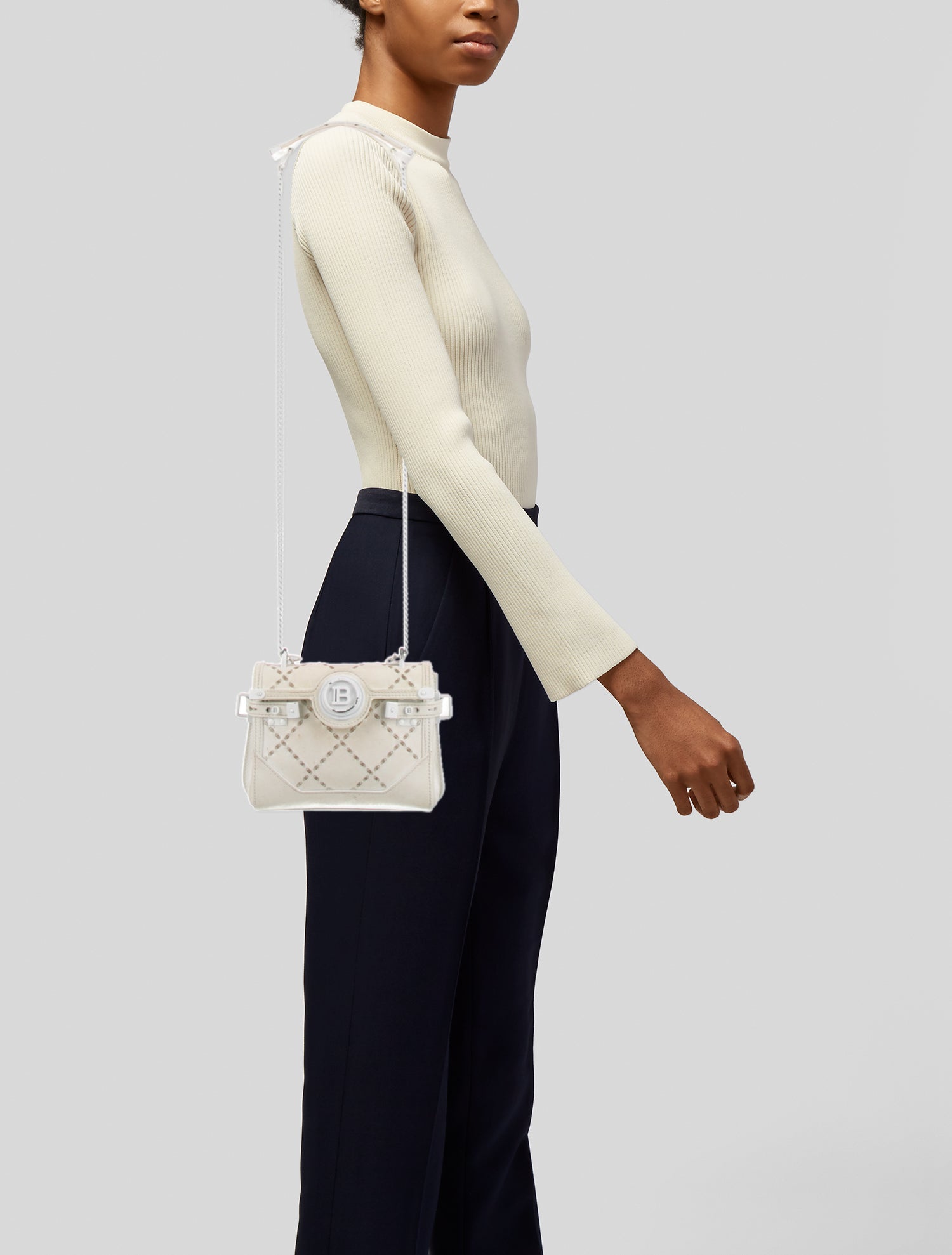 Balmain Leather Top Handle Bag