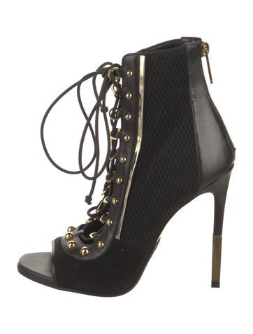 Balmain Boots Suede Studded Accents Lace-Up FR 36.5 | 5.5