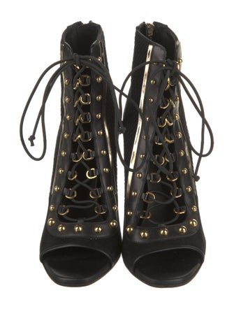 Balmain Suede Studded Accents Lace-Up Boots